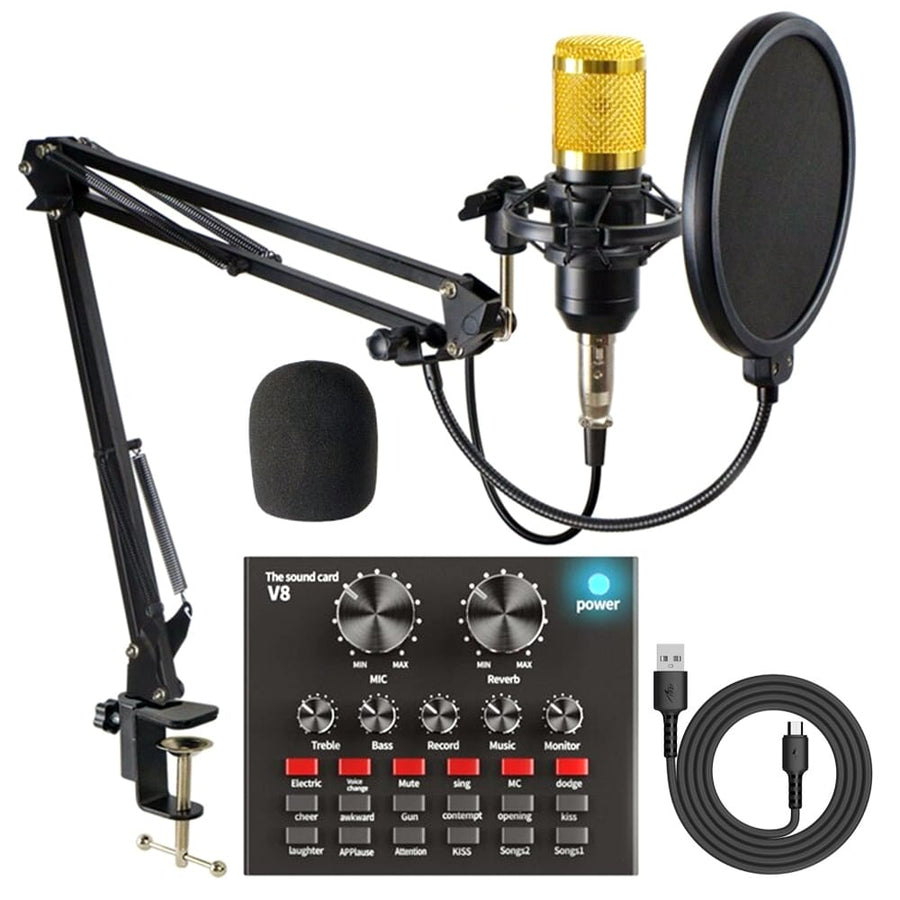 V8 Professional Condenser Microphone – Studio-Quality Sound | Noise Reduction | Plug & Play